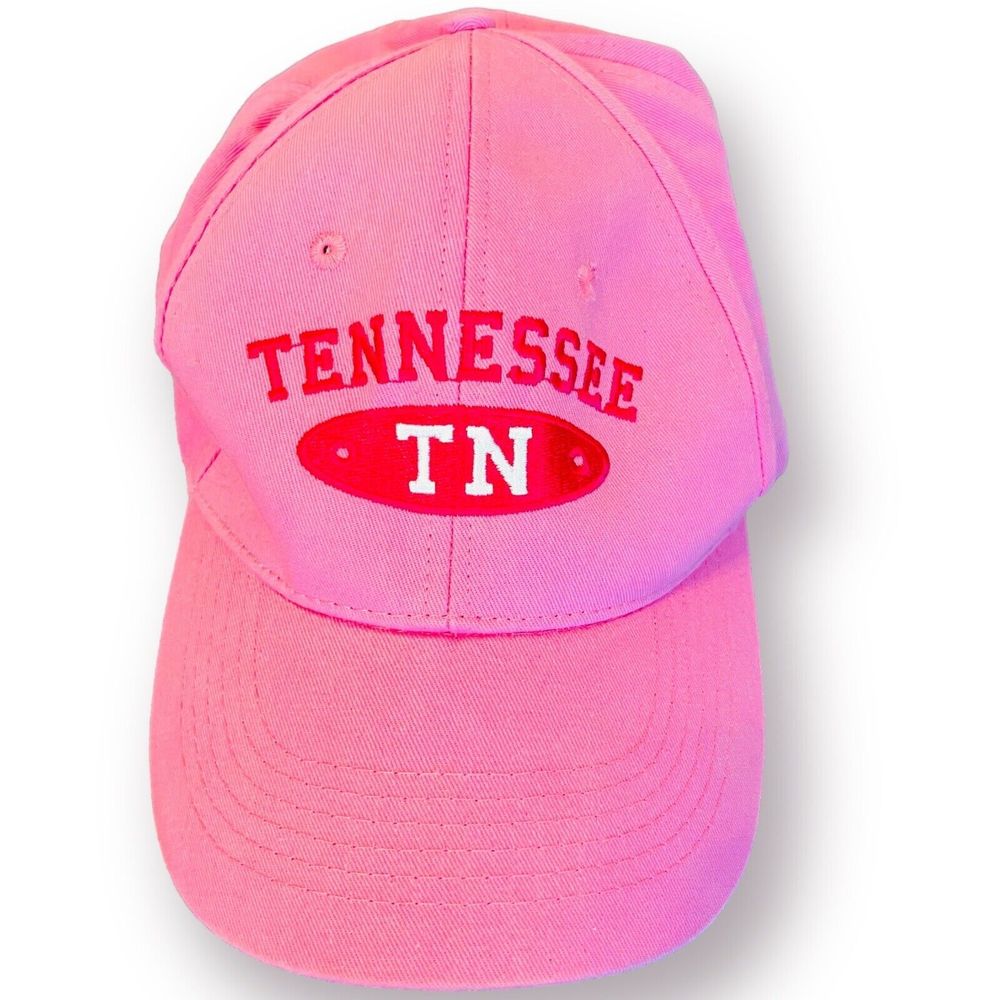Classic Teaze Pink Tennessee TN Embroidered Baseball Cap Hat Hook & Loop Closure